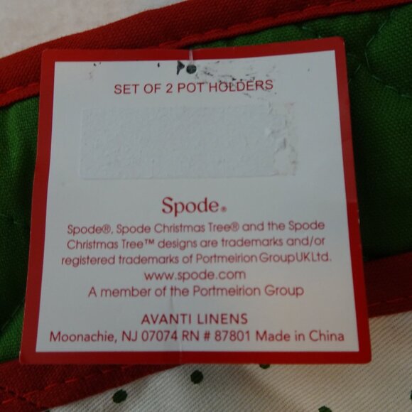 Spode Christmas Tree Oven Pot Holder Set of 2 Holiday Polka Dot Festive - Picture 3 of 7